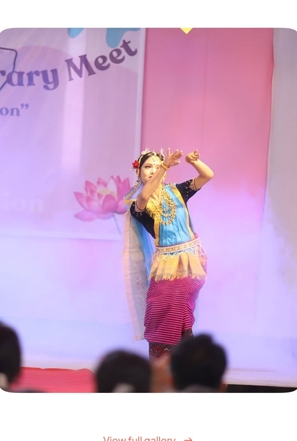 Student performing classical Manipuri cultural dance at annual literary meet